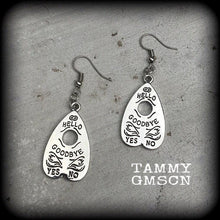 Load image into Gallery viewer, Ouija earrings Planchette earrings Planchette jewelry Occult jewelry Esoteric jewelry Seance earring 3mm Tunnel dangles 8mm Plug earrings 0g
