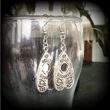 Load image into Gallery viewer, Halloween earrings Ouija earrings Planchette earrings Planchette jewelry Occult jewelry Seance earring Tunnel dangles 8mm Plug earrings 0g