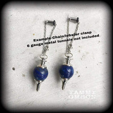 Load image into Gallery viewer, Lapis Lazuli weights Gemstone ear weights Pendulum ear hangers Tunnel dangles Hanging dangles Plug earrings Stretched ears Gauged earrings