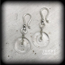 Load image into Gallery viewer, Quartz earrings Crystal earrings Clear quartz Donut earrings Dangle earrings 2 gauge plug earrings 8mm tunnel earrings 6mm gauged earrings
