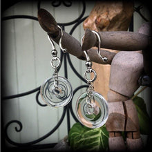Load image into Gallery viewer, Quartz earrings Crystal earrings Clear quartz Donut earrings Dangle earrings 2 gauge plug earrings 8mm tunnel earrings 6mm gauged earrings