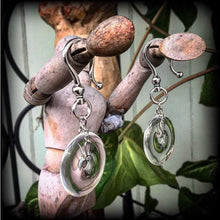 Load image into Gallery viewer, Quartz earrings Crystal earrings Clear quartz Donut earrings Dangle earrings 2 gauge plug earrings 8mm tunnel earrings 6mm gauged earrings