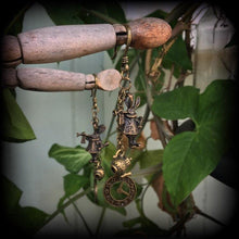 Load image into Gallery viewer, Alice in Wonderland, Ear weights, 6 gauge weights, March Hare, Tunnel dangles, Plug dangles, Hanging gauges, Gauged earrings, 8g, 6g, 4g, 2g