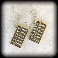 Load image into Gallery viewer, Abacus earrings Math jewelry Science earrings Nerd earrings Geek jewelry Accounting earrings Plug earrings Tunnel earrings 3mm 4mm 5mm 6mm