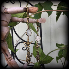 Load image into Gallery viewer, 2 gauge tunnel dangles, 0 g, 00 g, Alice in Wonderland, Ear weights, Bronze weights, Plug dangles, Rabbit, Hanging gauges, Gauged earrings