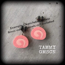 Load image into Gallery viewer, Cake earrings Kitsch earrings Sponge cake Cake jewelry Food jewelry Junk food jewelry Pink earrings Gifts for girls Gifts for her Gauges