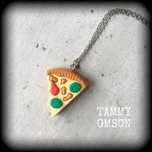 Load image into Gallery viewer, Pizza necklace Pizza jewelry Food necklace Carb jewelry Junk food Jewellery Christmas gift Food jewelry Gifts for her Gifts for girls