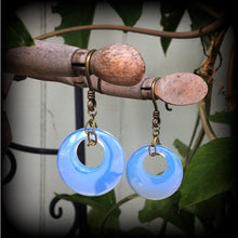Load image into Gallery viewer, Opalite earrings, Moonstone earrings, Gemstone earrings, Crystal earrings, Boho earrings, Dangle earrings, Plug earrings, Tunnel earrings 8g