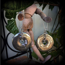 Load image into Gallery viewer, Pyrite earrings, Gemstone earrings, Organic earrings, Stone earrings, Earrings to stretch up with, Tunnel earrings, Plug earrings, Gauges