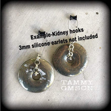 Load image into Gallery viewer, Pyrite earrings, Gemstone earrings, Organic earrings, Stone earrings, Earrings to stretch up with, Tunnel earrings, Plug earrings, Gauges