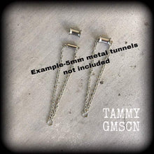 Load image into Gallery viewer, DIY Tunnel dangles 5mm 4 gauge Chain and Magnetic Clasp 6mm 2 gauge Plug earrings Plug dangle Ear weights Tunnel dangles Stretched lobes 8mm