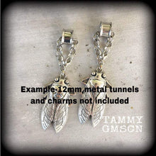 Load image into Gallery viewer, DIY 10mm ear weights, 00 gauge ear weights, DIY Tunnel dangles, Plug dangles, DIY Chain and Lobster Clasp,Ear hangers, 00g, 12mm, 14mm, 16mm