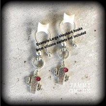 Load image into Gallery viewer, Cactus earrings, Succulent earrings, Plant jewelry, Vegan earrings, Cactus jewellery, Tunnel earrings, Plug earrings, Flower earrings