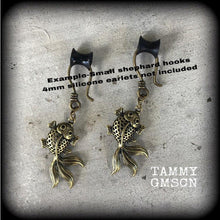 Load image into Gallery viewer, Koi fish earrings, Gold fish earrings, Tattoo earrings, Sailor Jerry, Tattoo jewelry, Tunnel earrings, Japanese fish, Plug earrings, Gauges
