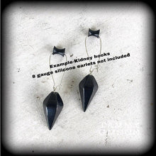 Load image into Gallery viewer, 6 gauge earrings for stretched lobes 2 gauge Black Onyx ear weights 3mm Ear hangers 5mm Tunnel dangles Gauged earrings 00g 0g Hanging gauges