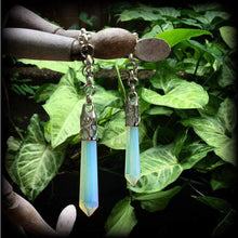 Load image into Gallery viewer, 10mm weights, 00 gauge weights, Opalite ear hangers, Gemstone ear weights, Plug dangles, Gauged earrings, Tunnel dangles, Hanging gauges 0g