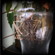 Load image into Gallery viewer, Lucifer earrings, Sigil jewelry, Magick earrings, Wicca, Occult jewelry, Temple of Set, Esoteric, Plug earrings, Tunnel earrings, Gauges 2g