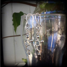 Load image into Gallery viewer, Dopamine molecule ear hangers 8 gauge 3mm 6 gauge 4 gauge 2 gauge 00 gauge ear weights Tunnel earrings Tunnel dangles Plug dangles Gauges 0g