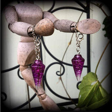 Load image into Gallery viewer, 4mm Crystal ear hangers, 6 gauge Pendulum ear weights, Gemstone Plug dangles, Tunnel dangles, Hanging gauges, Gauged earrings 00g 0g 2g 4g