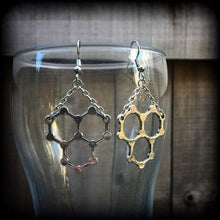 Load image into Gallery viewer, Science earrings H20 earrings Molecule earrings Water molecule Tunnel earrings Chemistry earrings Science gift Plug earrings H2O earrings