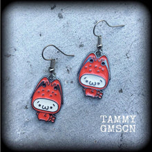 Load image into Gallery viewer, Kawaii earrings, Lobster earrings, Tunnel earrings, Kawaii jewelry, Japanese earrings, Plug earrings, Hello Kitty, Sanrio, Tunnel dangles