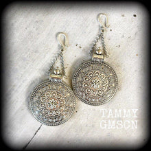 Load image into Gallery viewer, Artemis earrings Goddess jewelry Dangle earrings Boho jewelry Shield maiden 8g Plug earrings 6g Ear weights 0g Tunnel dangles Plug dangles