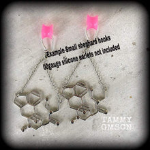 Load image into Gallery viewer, Molecule earrings LSD earrings Acid earrings Trip earrings Science earrings Psychedelic jewelry DMT Drugs Plug earrings 3mm tunnel earrings