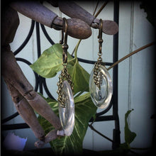 Load image into Gallery viewer, Quartz earrings, Crystal earrings, Clear quartz, Ear weights, Ear hangers, Plug earrings, Tunnel earrings, Quartz jewelry, Gauged earrings