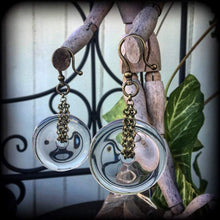 Load image into Gallery viewer, Quartz earrings, Crystal earrings, Clear quartz, Ear weights, Ear hangers, Plug earrings, Tunnel earrings, Quartz jewelry, Gauged earrings