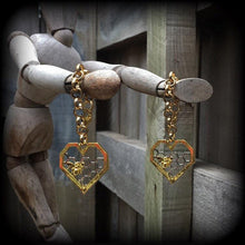 Load image into Gallery viewer, Bee hive ear hangers, 00 gauge ,0 gauge, 6 gauge, 4 gauge, Tunnel dangles, Hexagon, Ear weights, Honeycomb Plug earrings, Hanging gauges,