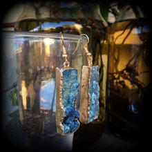 Load image into Gallery viewer, Druzy earrings, Crystal earrings, Gemstone earrings, Plug earrings, Druzy jewelry, Rectangle earrings, Tunnel earirngs, White earrings, 14g