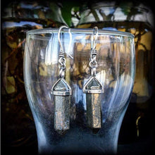 Load image into Gallery viewer, Pyrite earrings, Gemstone dangle earrings, Stone earrings, Dangle earrings, Boho earrings, Plug earrings, Gauged earrings, Tunnel dangles
