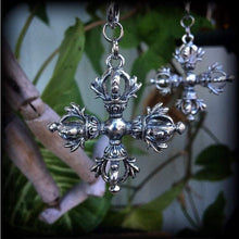 Load image into Gallery viewer, Double dorje Vajra earrings, Shiva earrings, Buddhist jewelry, Ethnic earrings, Tunnel earrings, Plug earrings, Hindu, Buddha earrings