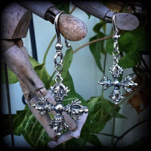 Load image into Gallery viewer, Double dorje Vajra earrings, Shiva earrings, Buddhist jewelry, Ethnic earrings, Tunnel earrings, Plug earrings, Hindu, Buddha earrings