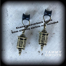 Load image into Gallery viewer, Lantern earrings, Japanese earrings, Bronze Plug earrings, Ornate earrings, Ethnic earrings, Tunnel earrings, Gauge earrings 8g 6g 4g 2g 0g
