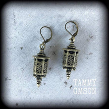 Load image into Gallery viewer, Lantern earrings, Japanese earrings, Bronze Plug earrings, Ornate earrings, Ethnic earrings, Tunnel earrings, Gauge earrings 8g 6g 4g 2g 0g