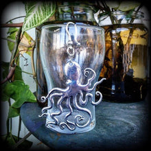 Load image into Gallery viewer, Octopus earrings, Octopus ear weights, Silver octopus, Lovecraft, Big earrings, Nautical earrings, Kraken earrings, Ocean life earrings