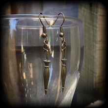 Load image into Gallery viewer, Umbrella earrings, Mary Poppins earrings, Rainy day earrings, Cute earrings, Tunnel earrings, Pierced ears, Plug dangles, Gauged earrings