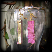 Load image into Gallery viewer, 8 gauge, 6 gauge, 4 gauge, 00 gauge, Druzy ear hangers, Quartz ear weights, Tunnel dangles, Hanging gauges, Gauged earrings 00g 0g 2g 4g 6g