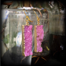 Load image into Gallery viewer, 8 gauge, 6 gauge, 4 gauge, 00 gauge, Druzy ear hangers, Quartz ear weights, Tunnel dangles, Hanging gauges, Gauged earrings 00g 0g 2g 4g 6g