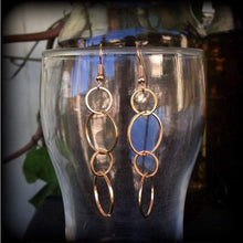 Load image into Gallery viewer, Minimalist earrings, Circle drop earrings, Tiered circle earrings, Geometric jewelry, Gifts for her, French hooks, Pierced ears, Gauges