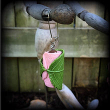 Load image into Gallery viewer, Sakura Mochi Wagashi earrings, Kawaii earrings, Kitsch earrings, Food, Japanese earrings, Tunnel earrings, Plug dangles, For pierced ears