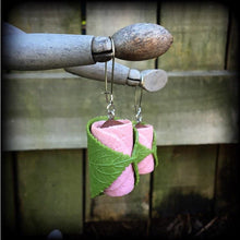 Load image into Gallery viewer, Sakura Mochi Wagashi earrings, Kawaii earrings, Kitsch earrings, Food, Japanese earrings, Tunnel earrings, Plug dangles, For pierced ears