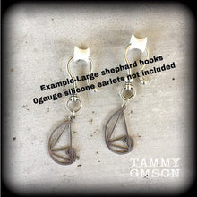 Load image into Gallery viewer, Fibonacci 0 gauge ear hangers 2 gauge Sacred Geometry 3mm tunnel dangles 4mm plug dangles Hanging gauges Gauged earrings 0g 00g 8g 6g 4g 2g