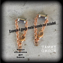Load image into Gallery viewer, DIY Chain and Lobster Clasp, 2 gauge, 0 gauge, 5mm, 4 gauge, Stretched ears, Boho rose gold Chain and Lobster Clasp, Ear hanger, Tunnel dang