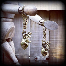 Load image into Gallery viewer, Anatomical heart earrings, Heart jewelry, Zombie earrings, Halloween earrings, Science earrings, ER earrings, Plug earrings, Curiosities