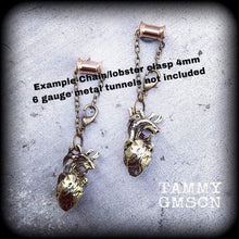 Load image into Gallery viewer, Anatomical heart earrings, Heart jewelry, Zombie earrings, Halloween earrings, Science earrings, ER earrings, Plug earrings, Curiosities