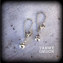 Load image into Gallery viewer, 6 gauge 4mm weights 5mm weights Cauldron earrings Witches earrings Coven earrings Plug earrings Witch craft Tunnel earrings 8mm Plug dangles