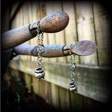 Load image into Gallery viewer, 6 gauge 4mm weights 5mm weights Cauldron earrings Witches earrings Coven earrings Plug earrings Witch craft Tunnel earrings 8mm Plug dangles