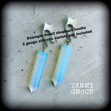 Load image into Gallery viewer, 8 gauge, 6 gauge, 4 gauge, 2 gauge ear weights, Opalite ear hangers, Gemstone weights, Hanging gauges, Earrings for gauged ears, Tunnels 0g